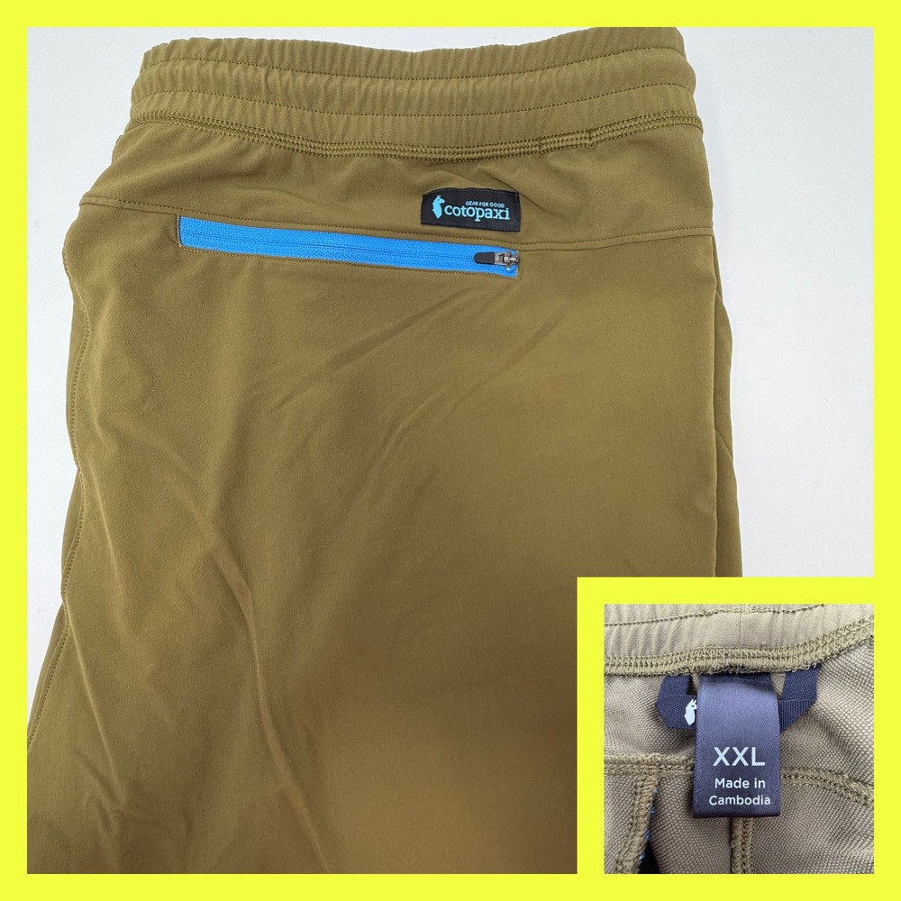 Cotopaxi Veza Adventure Pants Mens XXL Brown Elastic Waist Hiking Travel Toggle